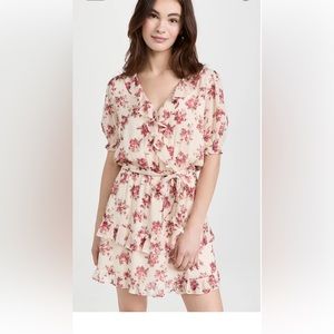 PAIGE Evonna Dress in Nude Cream and Cherry Red Size Small NWT